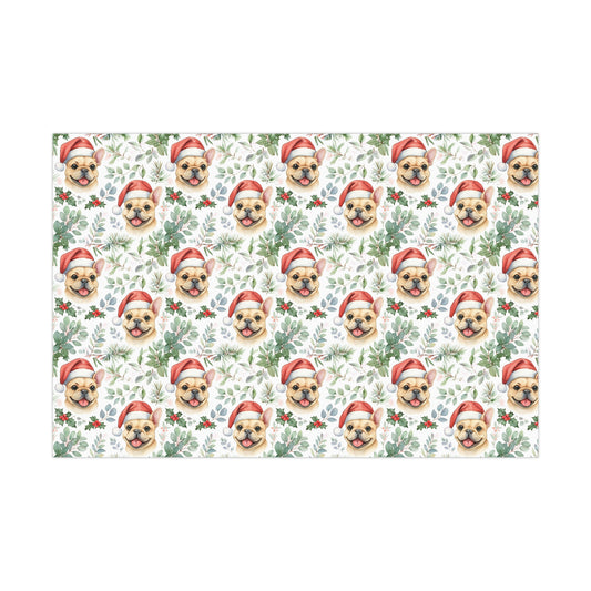 Cute Tan French Bulldog Christmas Gift Wrap