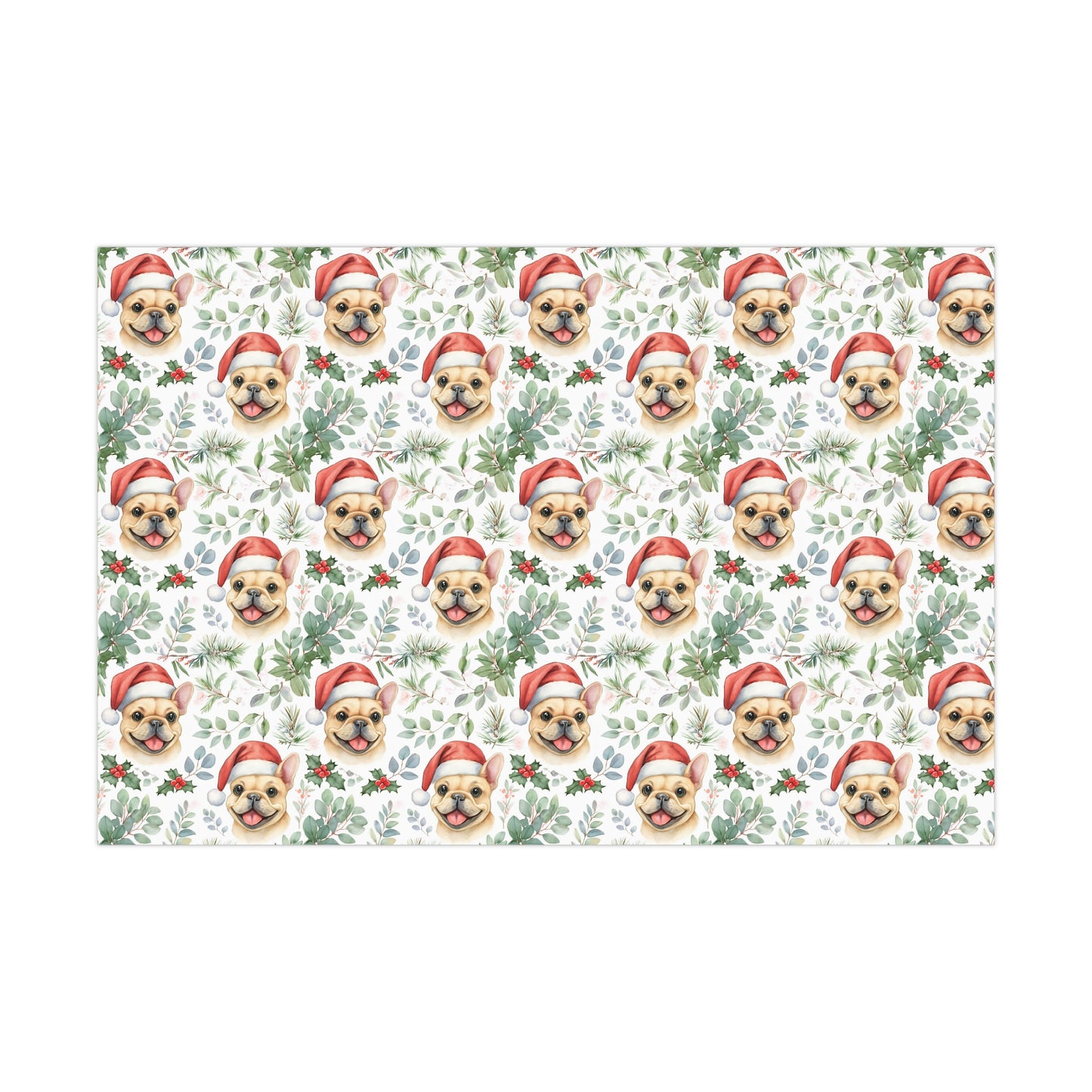 Cute Tan French Bulldog Christmas Gift Wrap