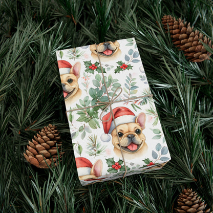 Cute Tan French Bulldog Christmas Gift Wrap