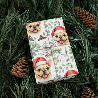 Cute Tan French Bulldog Christmas Gift Wrap