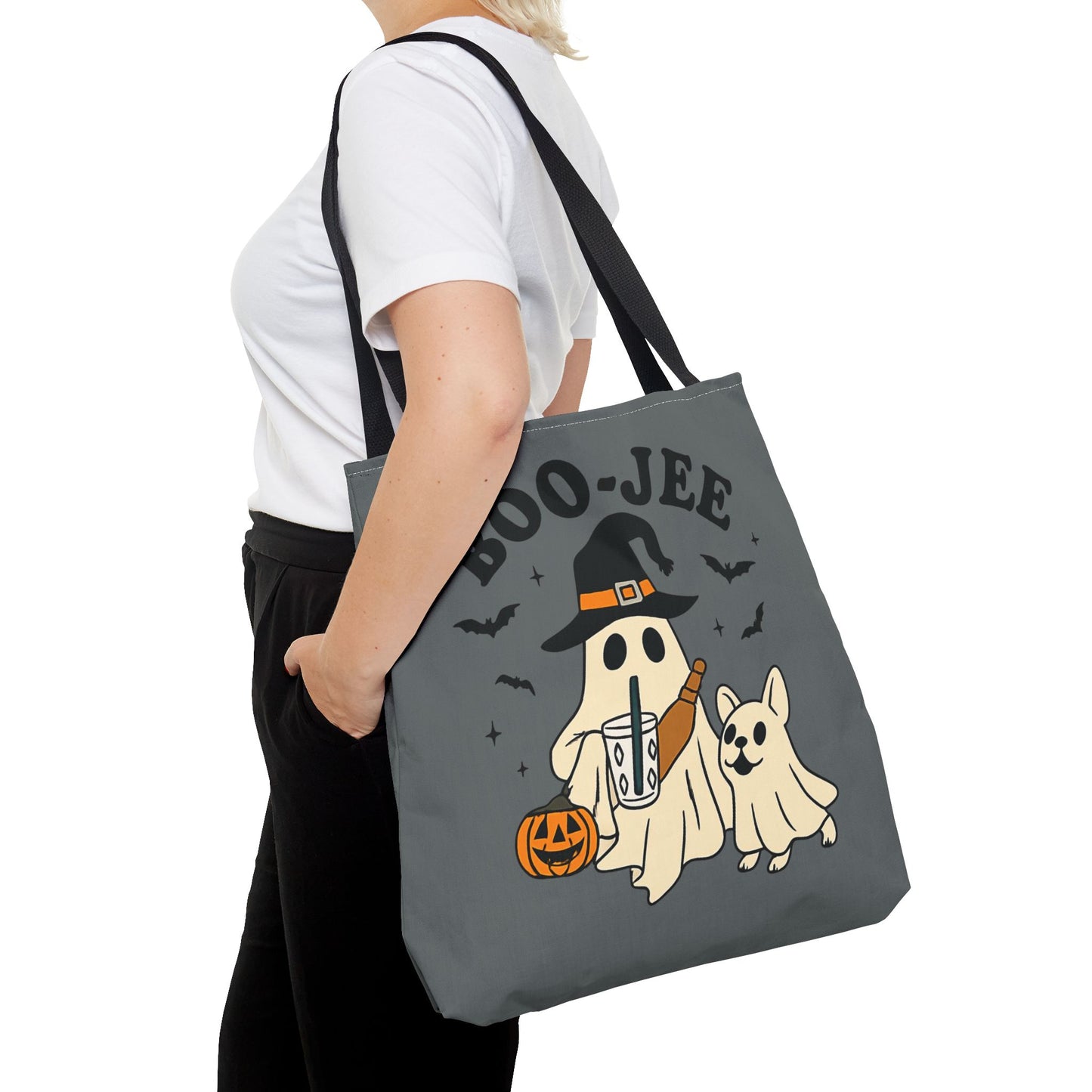 Boo-Jee Ghost Tote Bag, Halloween Shopping Bag, Cute Spooky Purse, Trick or Treat Tote, Fall Festival Accessory