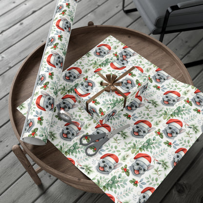 Frenchie Christmas Wrapping Paper- Grey Dog