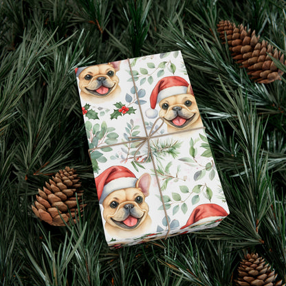 Cute Tan French Bulldog Christmas Gift Wrap