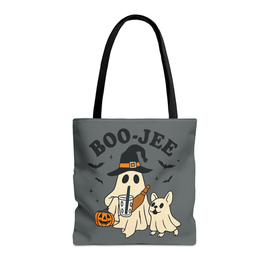 Boo-Jee Ghost Tote Bag, Halloween Shopping Bag, Cute Spooky Purse, Trick or Treat Tote, Fall Festival Accessory