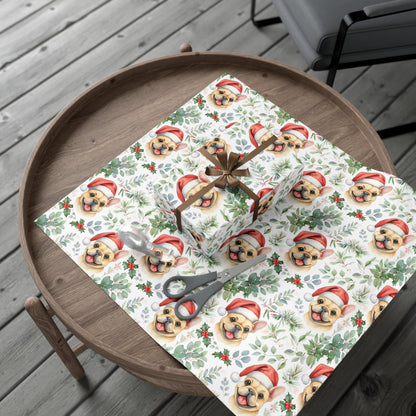 Cute Tan French Bulldog Christmas Gift Wrap