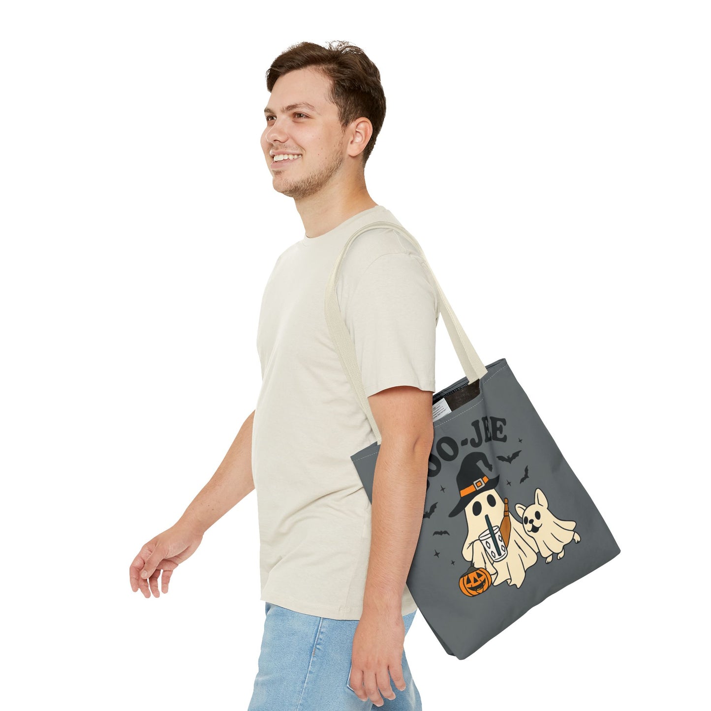 Boo-Jee Ghost Tote Bag, Halloween Shopping Bag, Cute Spooky Purse, Trick or Treat Tote, Fall Festival Accessory