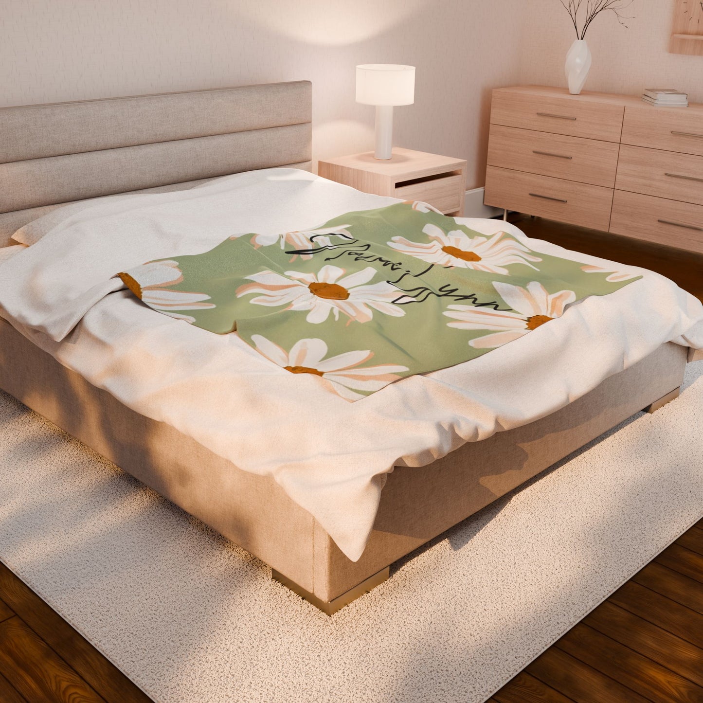 Cozy Floral Plush Blanket, Personalized Throw Blanket for Home, Gift for Her, Wedding Gift, Nursery Decor, Soft and Warm Blanket
