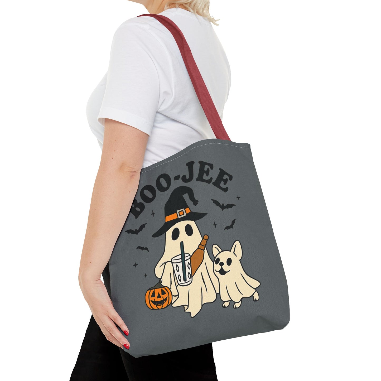 Boo-Jee Ghost Tote Bag, Halloween Shopping Bag, Cute Spooky Purse, Trick or Treat Tote, Fall Festival Accessory