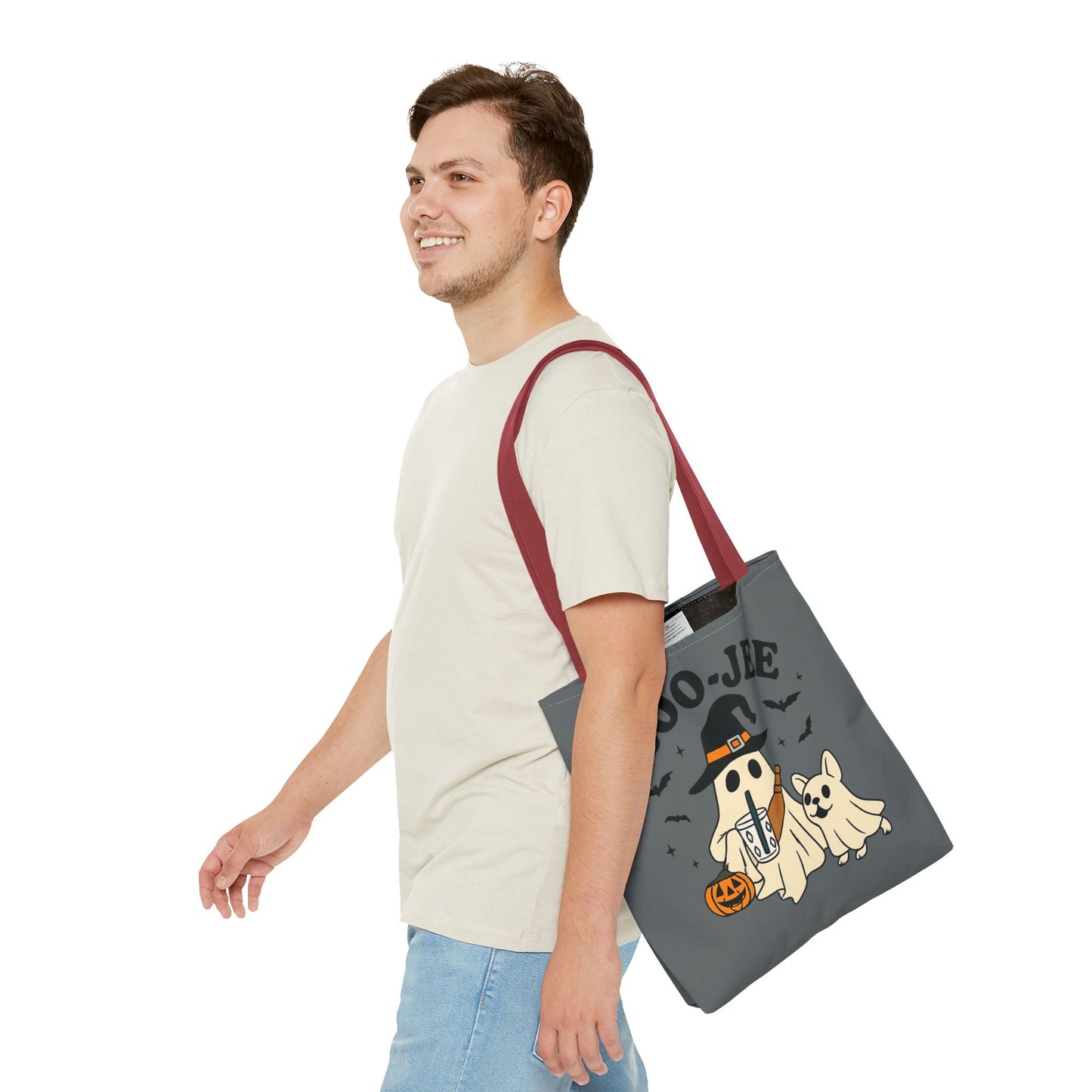 Boo-Jee Ghost Tote Bag, Halloween Shopping Bag, Cute Spooky Purse, Trick or Treat Tote, Fall Festival Accessory