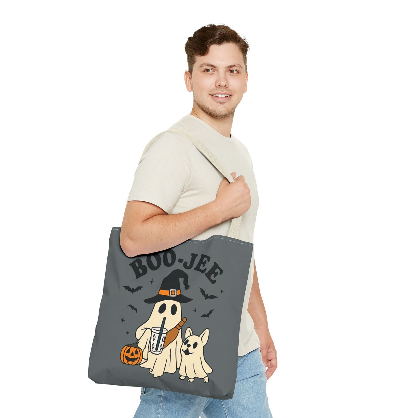 Boo-Jee Ghost Tote Bag, Halloween Shopping Bag, Cute Spooky Purse, Trick or Treat Tote, Fall Festival Accessory
