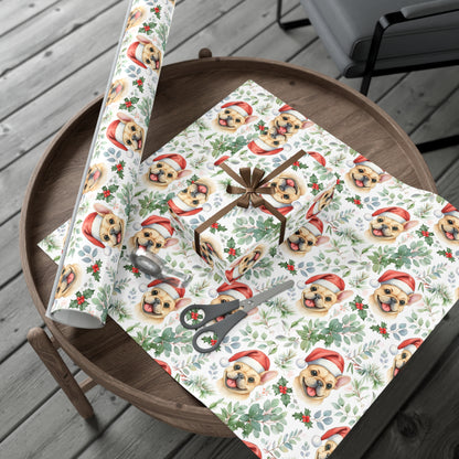 Cute Tan French Bulldog Christmas Gift Wrap