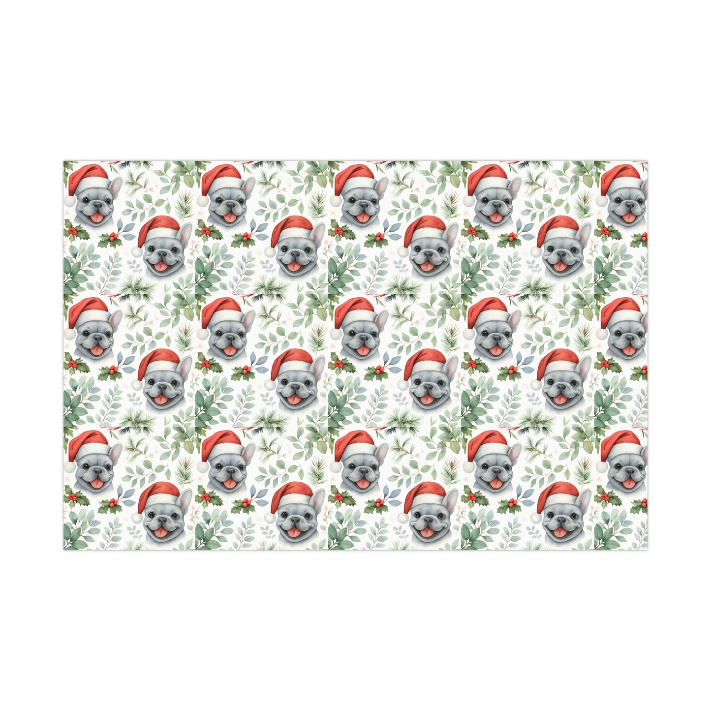 Frenchie Christmas Wrapping Paper- Grey Dog