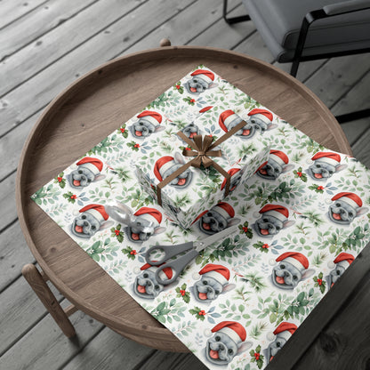 Frenchie Christmas Wrapping Paper- Grey Dog