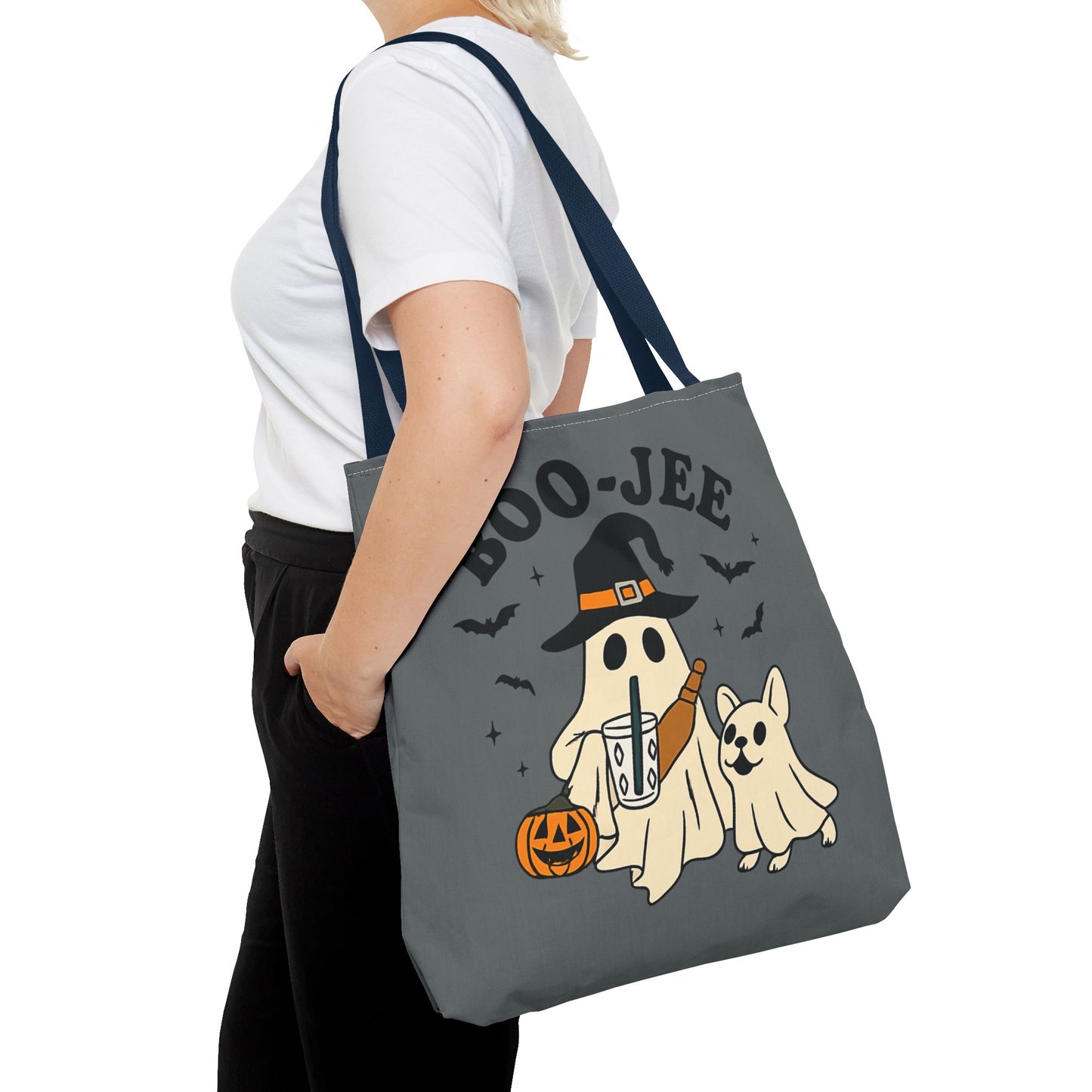 Boo-Jee Ghost Tote Bag, Halloween Shopping Bag, Cute Spooky Purse, Trick or Treat Tote, Fall Festival Accessory