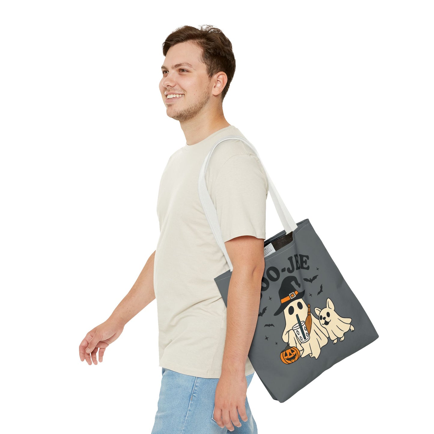 Boo-Jee Ghost Tote Bag, Halloween Shopping Bag, Cute Spooky Purse, Trick or Treat Tote, Fall Festival Accessory