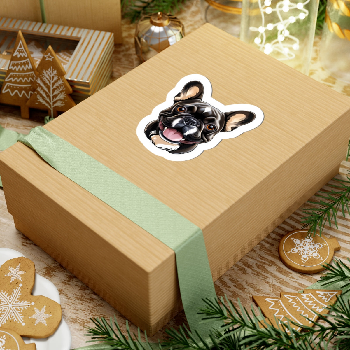Brown Frenchie Face  Sticker