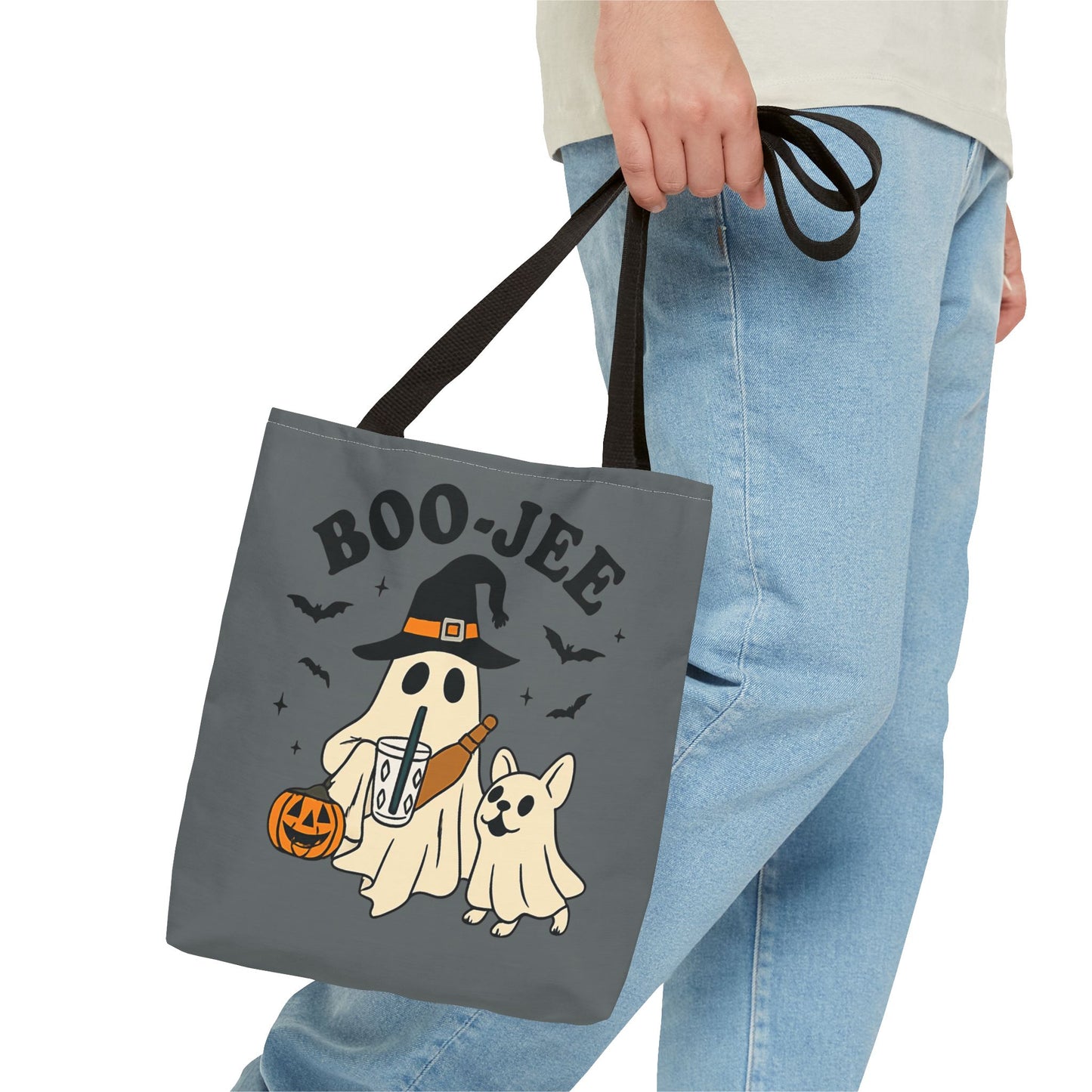 Boo-Jee Ghost Tote Bag, Halloween Shopping Bag, Cute Spooky Purse, Trick or Treat Tote, Fall Festival Accessory