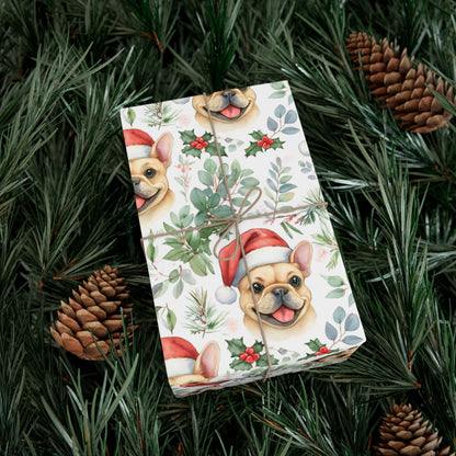 Cute Tan French Bulldog Christmas Gift Wrap